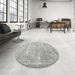 Round Machine Washable Traditional Grey Gray Rug in a Office, wshtr3330