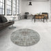 Round Machine Washable Traditional Gray Rug in a Office, wshtr3331