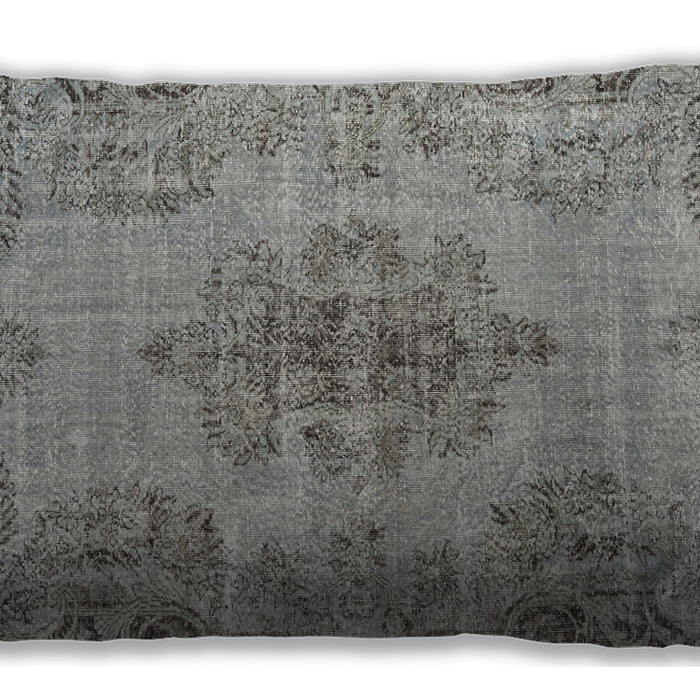Traditional Classic Rectangular Gray Lumbar Throw Pillow, 13 inch by 19 inch, lbtr3331
