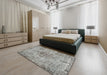 Machine Washable Traditional Gray Rug in a Bedroom, wshtr3331