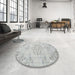 Round Machine Washable Traditional Dark Gray Rug in a Office, wshtr3332