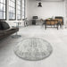 Round Machine Washable Traditional Dark Gray Rug in a Office, wshtr3333