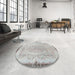 Round Traditional Gray Persian Rug in a Office, tr3334