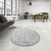 Round Traditional Dark Gray Persian Rug in a Office, tr3335