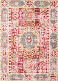 Machine Washable Traditional Deep Peach Orange Rug, wshtr333