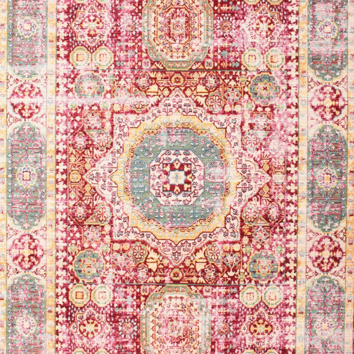 Machine Washable Traditional Deep Peach Orange Rug, wshtr333