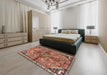 Machine Washable Traditional Tangerine Pink Rug in a Bedroom, wshtr3344