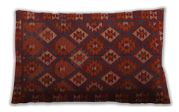 Traditional Classic Rectangular Brown Red Lumbar Throw Pillow, 13 inch by 19 inch, lbtr3345