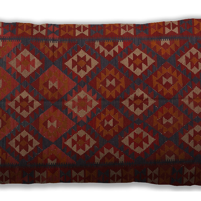 Traditional Classic Rectangular Brown Red Lumbar Throw Pillow, 13 inch by 19 inch, lbtr3345