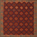 Square Traditional Dark Sienna Brown Southwestern Rug, tr3346