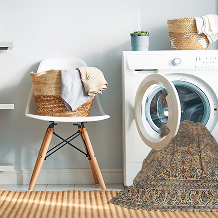 Machine Washable Traditional Coffee Brown Rug in a Washing Machine, wshtr3349