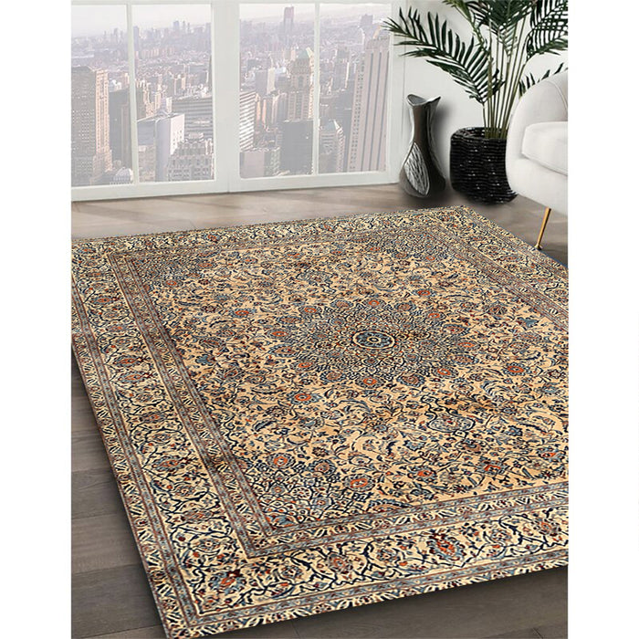 Traditional Coffee Brown Persian Rug in Family Room, tr3349