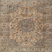 Round Machine Washable Traditional Coffee Brown Rug, wshtr3349