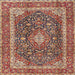 Square Traditional Brown Red Medallion Rug, tr3350