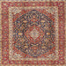 Round Machine Washable Traditional Brown Red Rug, wshtr3350