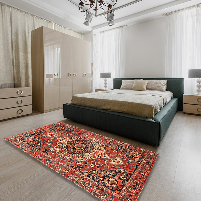 Traditional Red Medallion Rug in a Bedroom, tr3352
