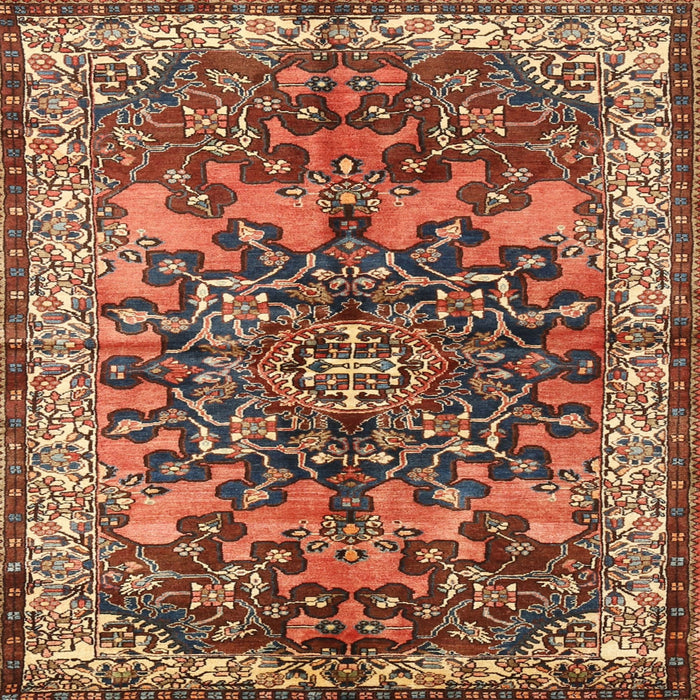 Square Traditional Saffron Red Medallion Rug, tr3353