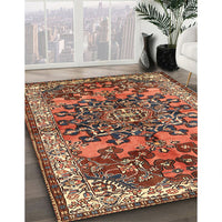 Traditional Saffron Red Medallion Rug, tr3353