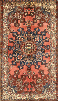 Machine Washable Traditional Saffron Red Rug, wshtr3353