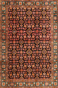 Machine Washable Traditional Saffron Red Rug, wshtr3354