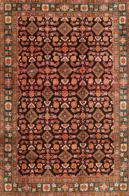 Machine Washable Traditional Saffron Red Rug, wshtr3354