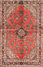 Machine Washable Traditional Tangerine Pink Rug, wshtr3357