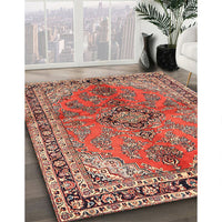 Traditional Tangerine Pink Medallion Rug, tr3357