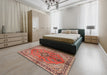 Traditional Tangerine Pink Medallion Rug in a Bedroom, tr3357