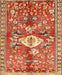 Machine Washable Traditional Sand Brown Rug, wshtr3359