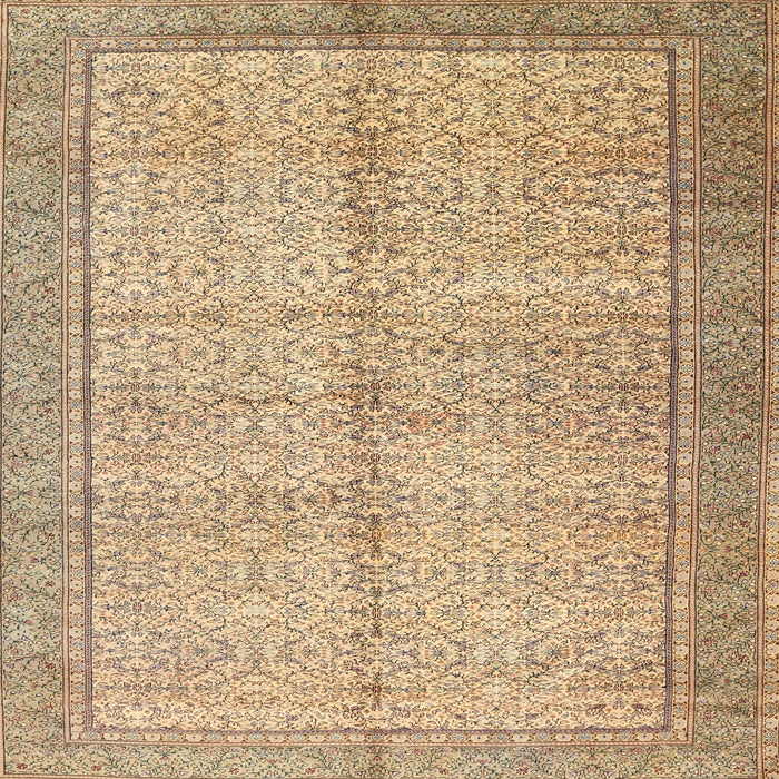 Round Machine Washable Traditional Copper Brown Rug, wshtr335