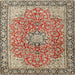 Round Machine Washable Traditional Brown Rug, wshtr3361