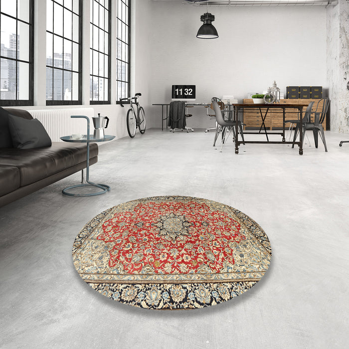 Round Traditional Brown Persian Rug in a Office, tr3361