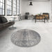 Round Machine Washable Traditional Gray Rug in a Office, wshtr3364