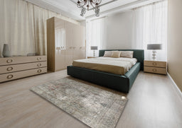 Traditional Sage Green Persian Rug in a Bedroom, tr3369