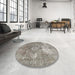 Round Traditional Sage Green Persian Rug in a Office, tr3369