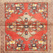 Square Traditional Red Animal Rug, tr3370