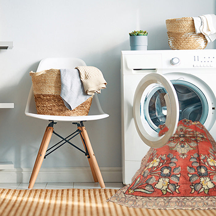 Machine Washable Traditional Red Rug in a Washing Machine, wshtr3370