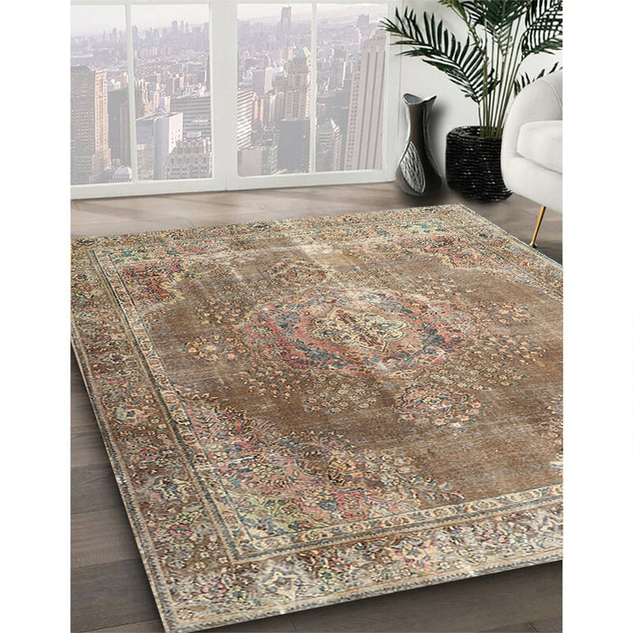 Traditional Light French Beige Brown Persian Rug in Family Room, tr3373