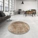 Round Traditional Light French Beige Brown Persian Rug in a Office, tr3373