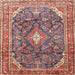 Round Machine Washable Traditional Brown Red Rug, wshtr3374