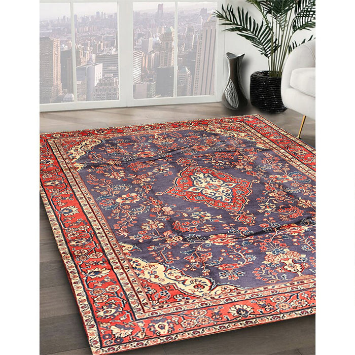 Traditional Brown Red Persian Rug in Family Room, tr3374