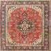 Square Traditional Fire Brick Red Persian Rug, tr3375
