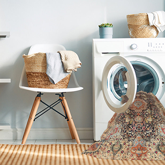 Machine Washable Traditional Dark Sienna Brown Rug in a Washing Machine, wshtr3376