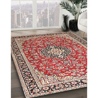 Traditional Saffron Red Medallion Rug, tr3379