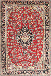 Machine Washable Traditional Saffron Red Rug, wshtr3379