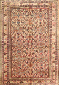 Machine Washable Traditional Sandy Brown Rug, wshtr337