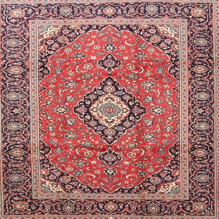 Square Traditional Dark Salmon Pink Medallion Rug, tr3381