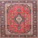 Square Traditional Dark Salmon Pink Medallion Rug, tr3381