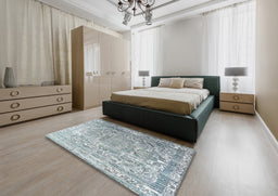 Traditional Light Slate Gray Persian Rug in a Bedroom, tr3385