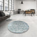 Round Traditional Light Slate Gray Persian Rug in a Office, tr3385